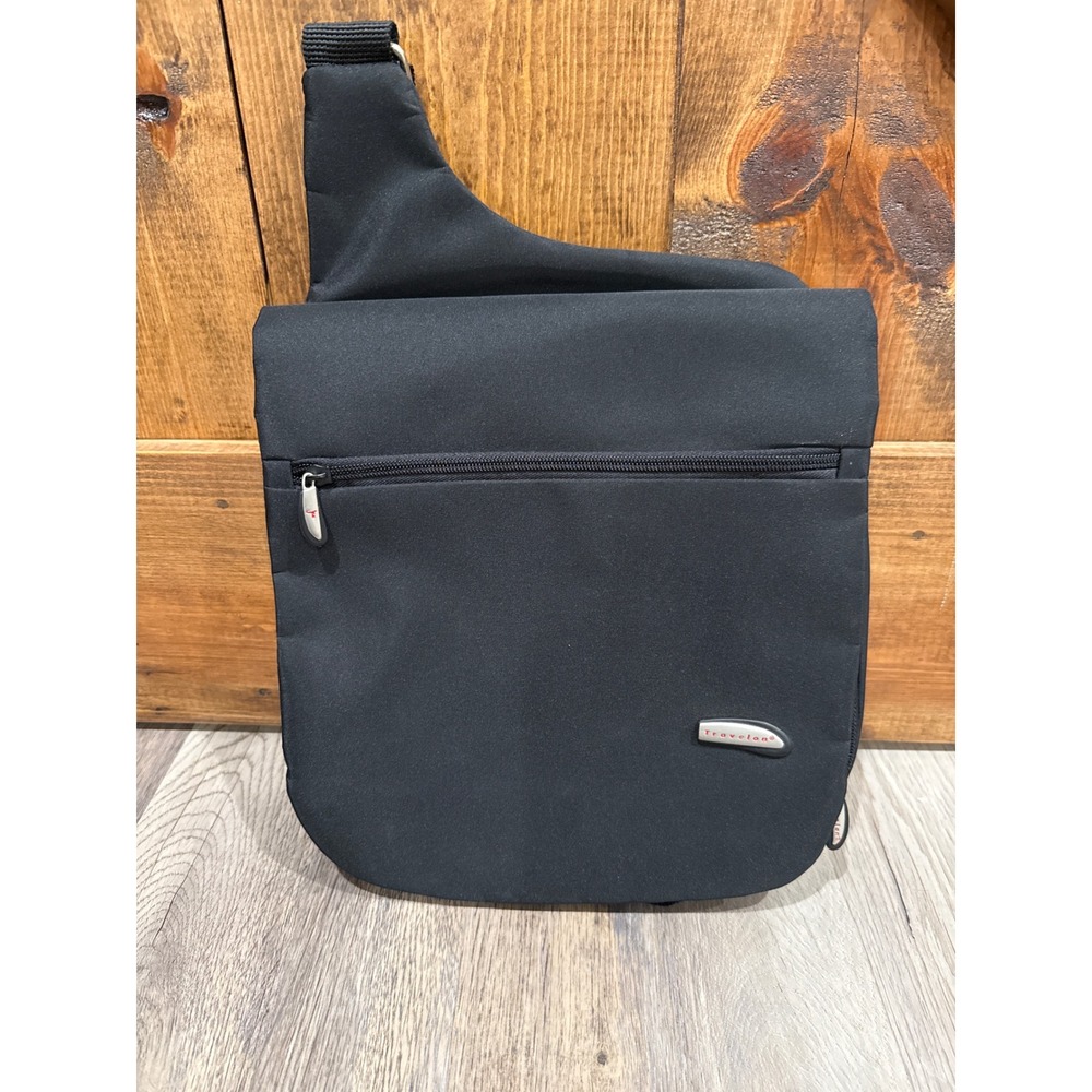 Travelon Anti-Theft Crossbody Bag‎ Black Nylon Travel Messenger Organizer Purse